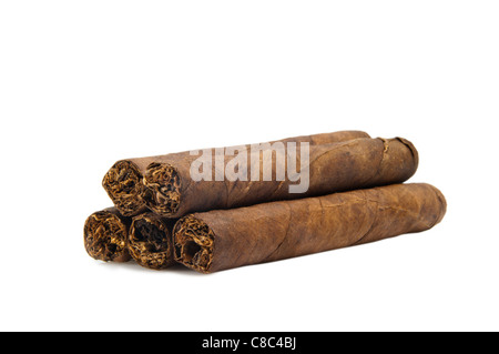 cigars set on white background Stock Photo