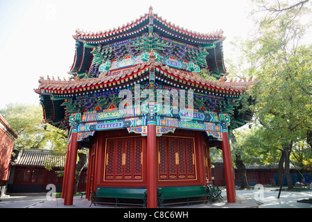 China, Beijing, Pavilion in the Tibetan Lama Temple or Yonghe Gong Stock Photo