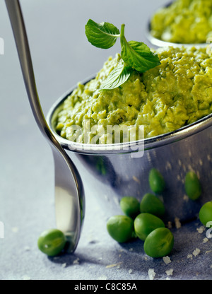 Mashed peas with mint Stock Photo