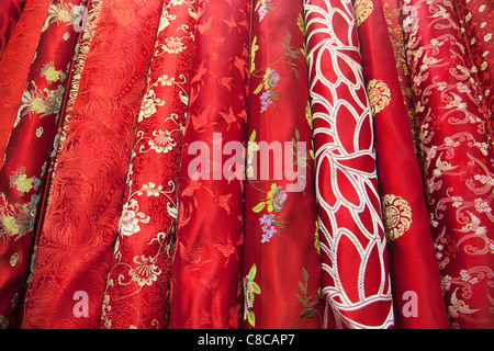 China, Beijing, The Silk Market, Detail of Silk Fabrics Stock Photo