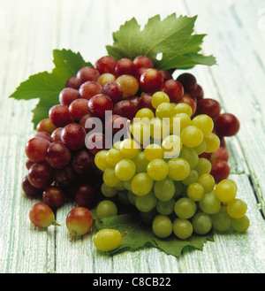 Bunches of red and green grapes Stock Photo