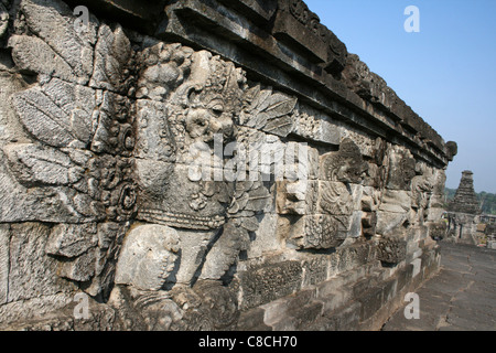 Carved Winged Creature, Penataran Temple Java Stock Photo