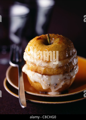 Golden apple and goat's cheese Mille-feuille Stock Photo