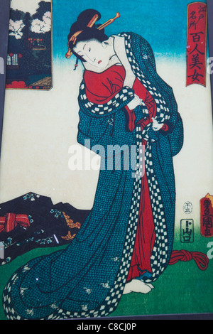 Japan, Tokyo, Ukiyo-e Print depicting Japanese Woman Stock Photo