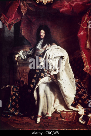 Louis XIV (1638-1715). King of France. Portrait by Hyacinthe RIgaud. 1701. Louvre Museum. Paris. France. Stock Photo