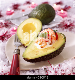 Avocado with prawns Stock Photo
