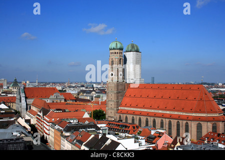 View of old Munich including the Cathedral of Our Dear Lady. Stock Photo