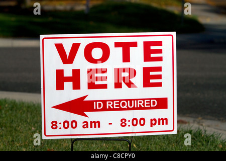 Vote Here sign at a polling place in Boise, Idaho, USA. Stock Photo
