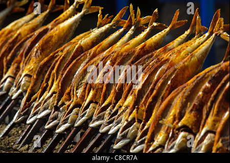 world famous Oktoberfest in Munich, Germany, with grilled fish Stock Photo