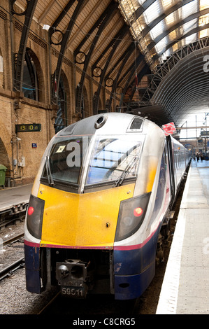 First Hull Trains class 180 Adelante passenger train waiting at Kings Cross Station, London. Stock Photo