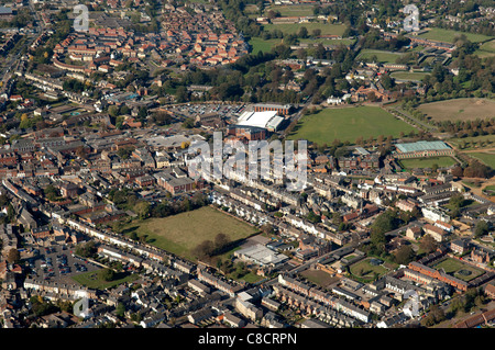 An aerial view of Newmarket town in Suffolk. Stock Photo