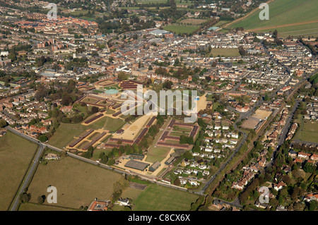An aerial view of the National Stud at Newmarket Suffolk. Stock Photo