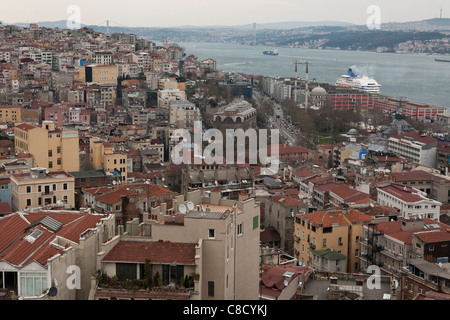 View of Beyoğlu neighborhood from Galata tower - Istanbul, Turkey. Stock Photo