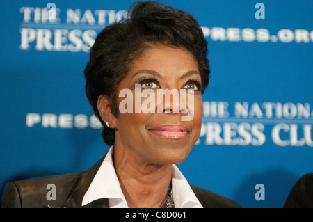 Grammy Award winner Natalie Cole speaks at the National Press Club in Washington, on Wednesday, Oct., 19, 2011. Cole was diagnosed with hepatitis C in 2008, and discusses the Tune In To Hep C initiative, sharing her views on the disease and how to cope with it. Stock Photo