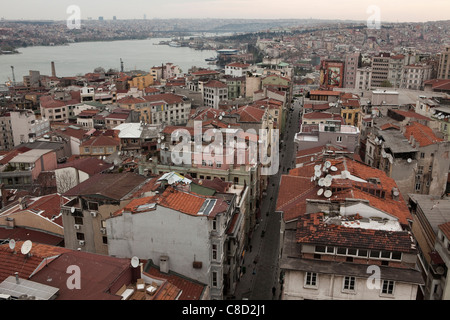 View of Beyoğlu neighborhood from Galata tower - Istanbul, Turkey. Stock Photo