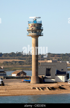 National Coastwatch Institution (NCI) tower located at Calshot, Hampshire, England. This tower monitors shipping. Stock Photo