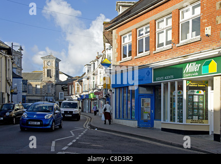 the high street in camborne town centre, cornwall, uk Stock Photo