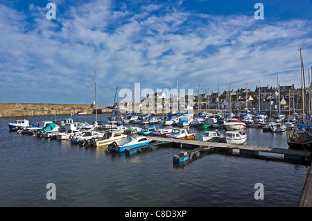 Yachts and other pleasure vessels moored in Findochty harbour Moray North East Scotland Stock Photo