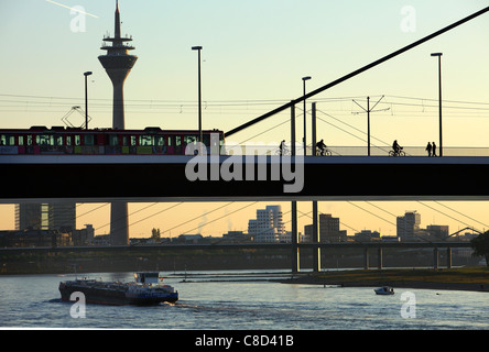 Skyline of Düsseldorf at river Rhine. Stock Photo