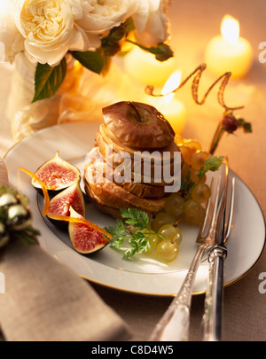 foie gras, fig and apple Stock Photo