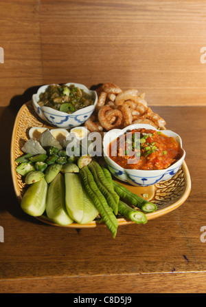 Thai northern food. Nam Prik Num (Northern Thai Green Chilli Dip