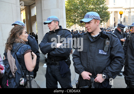 Occupy London Stock Exchange October 2011 anti capitalist protesters confront police outside St Paul's Cathedral Stock Photo
