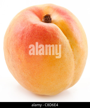 Apricot with leaf on a white background. Stock Photo