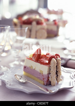 Slice of sorbet Vacherin dessert Stock Photo