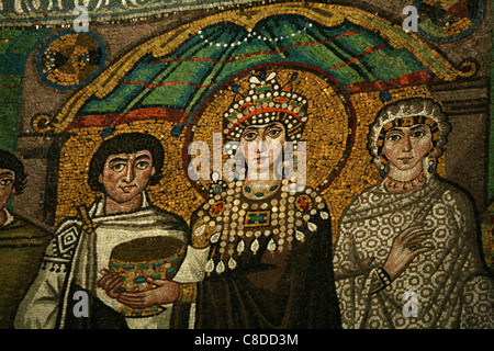 Byzantine Empress Theodora. Byzantine mosaics in the Basilica of San Vitale in Ravenna, Italy. Stock Photo