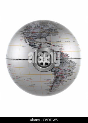 A world globe isolated aqainst a white background Stock Photo - Alamy