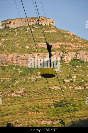 Teleferic de Montserrat ride to Santa Maria de Montserrat Benedictine Abbey, Montserrat, Province of Barcelona, Catalonia, Spain Stock Photo