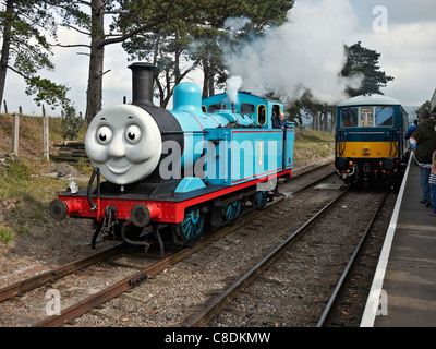 Thomas the Tank Engine and diesel train at Cheltenham Rail Station England Stock Photo