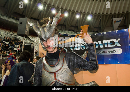 Young man dressed as cosplay character at Romics trade show in Rome 2011 Stock Photo
