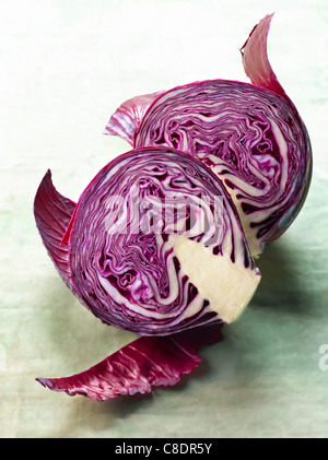 Red cabbage cut in half Stock Photo