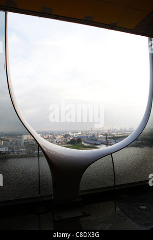 Looking out of the Elbphilharmonie onto the Docks and HafenCity in Hamburg, Germany. Stock Photo