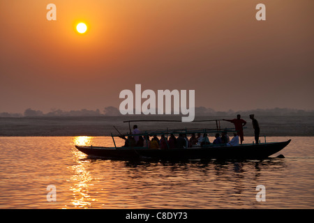 Traditional scenes on River Ganges at Varanasi, Benares, Northern India Stock Photo