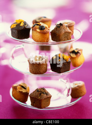 Assorted muffins on a presentation dish Stock Photo