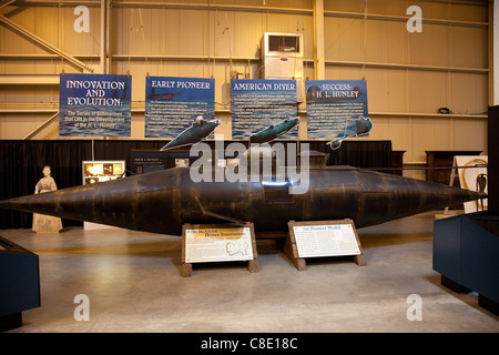 Replica of the Pioneer submarine, Hunley Confederate submarine Museum, Charleston South Carolina Stock Photo