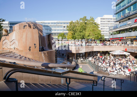 Weltkugelbrunnen (World Fountain) on Breitscheidplatz, Europa Center, Berlin, Germany Stock Photo