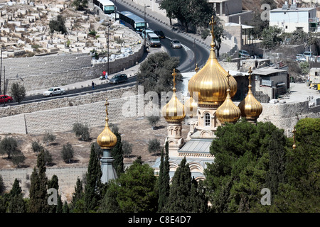 The Church of Saint Mary Magdalene on the slope of the Mount of Olives in the Garden of Gethsemane, Jerusalem Stock Photo
