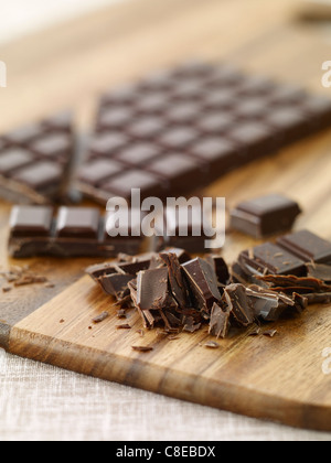 Chopping a chocolate bar Stock Photo