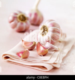 Head of pink garlic Stock Photo