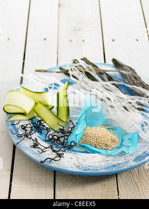 Variety of seaweeds on a plate Stock Photo