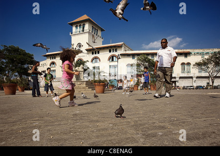 Sunday lives on a beautiful square in Havana blue sky Stock Photo