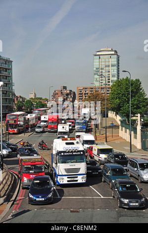 Heavy traffic on Vauxhall Bridge Road, Vauxhall, London Borough of Lambeth, London, Greater London, England, United Kingdom Stock Photo