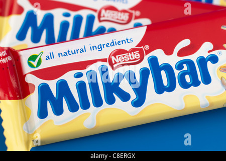 Two small bars of Nestle Milky bar white chocolate Stock Photo