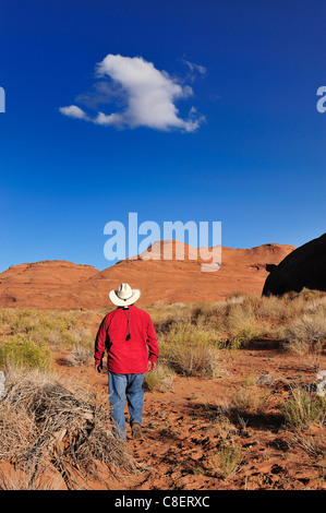 Tour Guide, Larry Holiday, native indian, Navajo, Indian Reservation, Monument Valley, Tribal Park, Arizona, USA, United States, Stock Photo