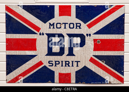 old metal advertising hording for BP Stock Photo