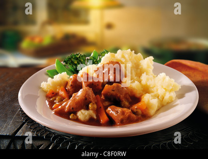Braised Lamb casserole & mashed potato Stock Photo
