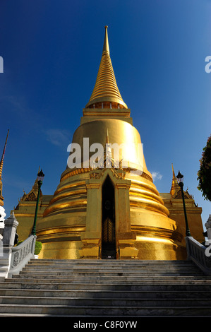 Phra Siratana, Chedi, temple, Wat Phra Kaew, Grand Palace, Old, City, town, Bangkok, Thailand, Asia, golden
